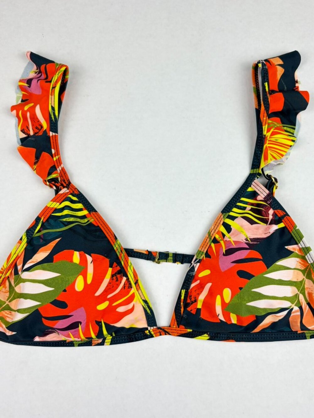 Heat Swimwear Black with Floral Print Bikin Top Size Large Boho Summer Beach